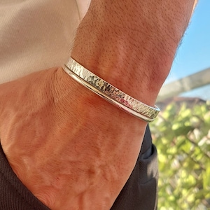 Men&#39;s Bracelet Cuff, Hammered Men&#39;s Cuff, Men&#39;s Bangle Cuff, Adjustable Silver Cuff, Mens Gift, Thick Silver Bracelet, Solid Sterling Silver