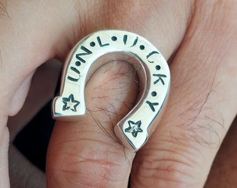 Silver Horseshoe Ring, Lucky Horseshoe Ring, Solid Silver, Unlucky Ring, Horseshoe Ring, Unisex Ring, Luck Ring Horse, Statement Ring