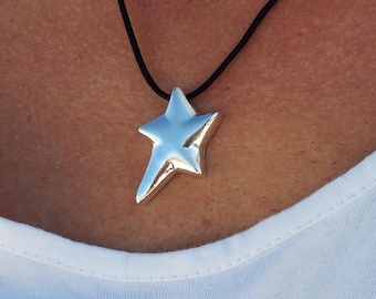 Collar con colgante de estrella • Joyería celestial de plata de ley • Colgante minimalista para hombre