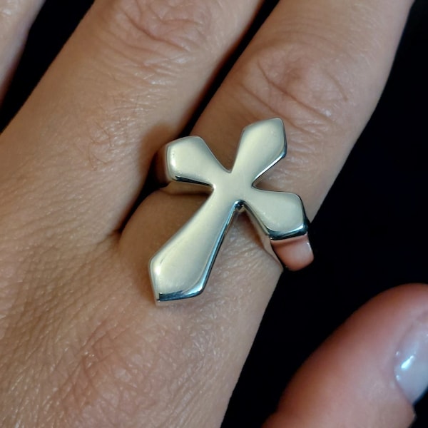 Men's Cross Ring, Cross Signet Ring, Religious Jewelry, Solid Sterling Silver, Silver Cross Ring, Christian Jewelry, Men Silver Cross Ring
