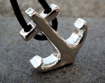Collar con ancla de plata de ley • Colgante náutico hecho a mano para hombre • Regalo de joyería marítima para él