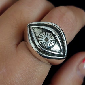 Eye Protection Ring, Evil Eye Ring, Protective Jewelry, Solid Sterling Silver, Good Luck Ring, Ring for Men, Gift for Men, Unique Ring Men