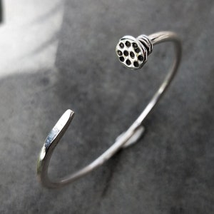 Nail Bracelet, Silver Nail Cuff Bracelet, Gothic Bracelet, Minimalist Bracelet, Brutalist Bracelet, Coffin Nail Bracelet, Bracelet for Men