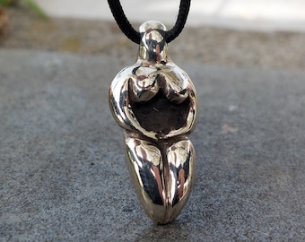 Woman Figure Pendant • Sterling Silver Female Necklace • Handmade Sculptural Jewelry