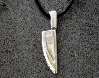 Collar de plata con cuchillo pequeño para hombre • Accesorios de cocina hechos a mano, regalo de chef