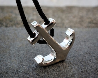 Men&#39;s Anchor Necklace, Men&#39;s Jewelry, Silver Anchor Pendant, Sterling Silver, Men&#39;s Silver Necklace, Unisex Necklace, Boyfriend Gift