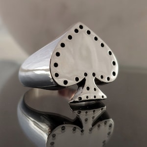 Ace of Spades Ring, Spades Ring, Men&#39;s Ring, Lucky Ring, Statement Ring, Sterling Silver, Vegas Ring, Poker Ring, Signet Ring, Unique Ring