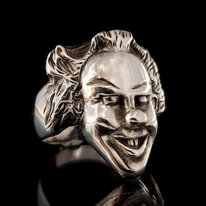 Clown Silver Ring, Joker Ring, Evil Clown Ring, Sterling Silver, Gothic Jewelry, Gothic Ring, Men&#39;s Jewelry, Brutalist Ring, Ring for Men