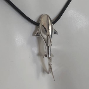 Shark Pendant Necklace, Shark Jewelry, Surfer Necklace, Shark Charm, Necklace for Men, Sterling Silver, Fish Necklace, Nautical Necklace