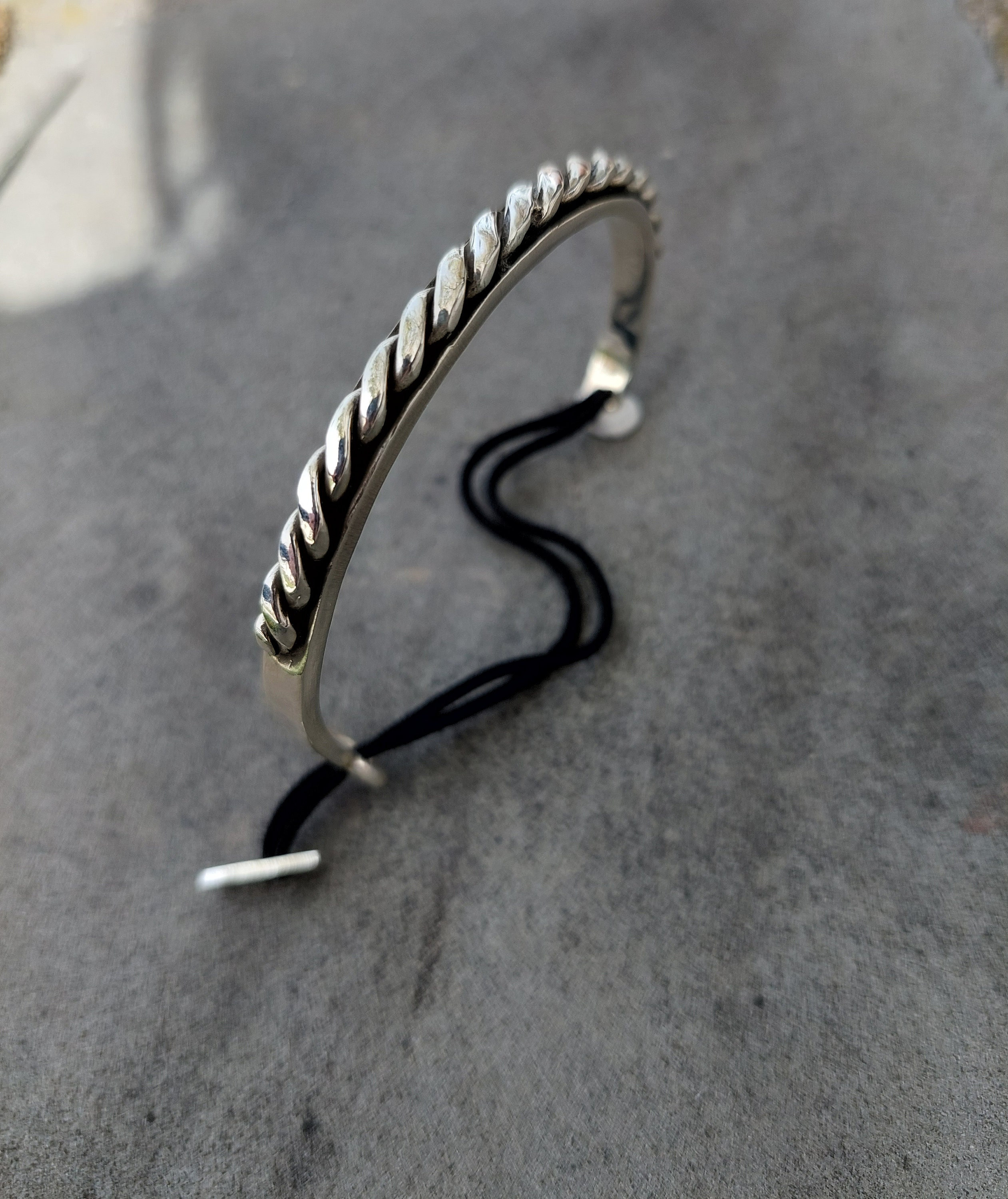 Twisted Silver Bracelet, Men's Silver Bracelet, Sterling