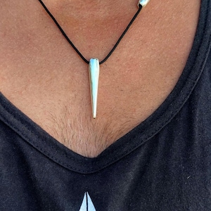 Teardrop Mens Necklace, Silver Stick Necklace, Geometric Pendant Necklace, Sterling Silver, Men's Necklace, Men's Jewelry, Boyfriend Gift