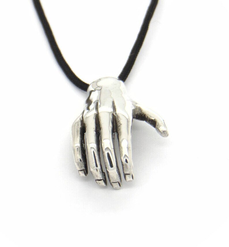 Open Hand Necklace, Silver Hand Necklace, Good Luck Necklace, Gift for Men, Sterling Silver, Hand Jewelry, Silver Hand Pendant