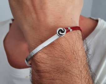 Handmade Solid 950 Silver Sideways Bracelet • Unusual Cuff Bracelet