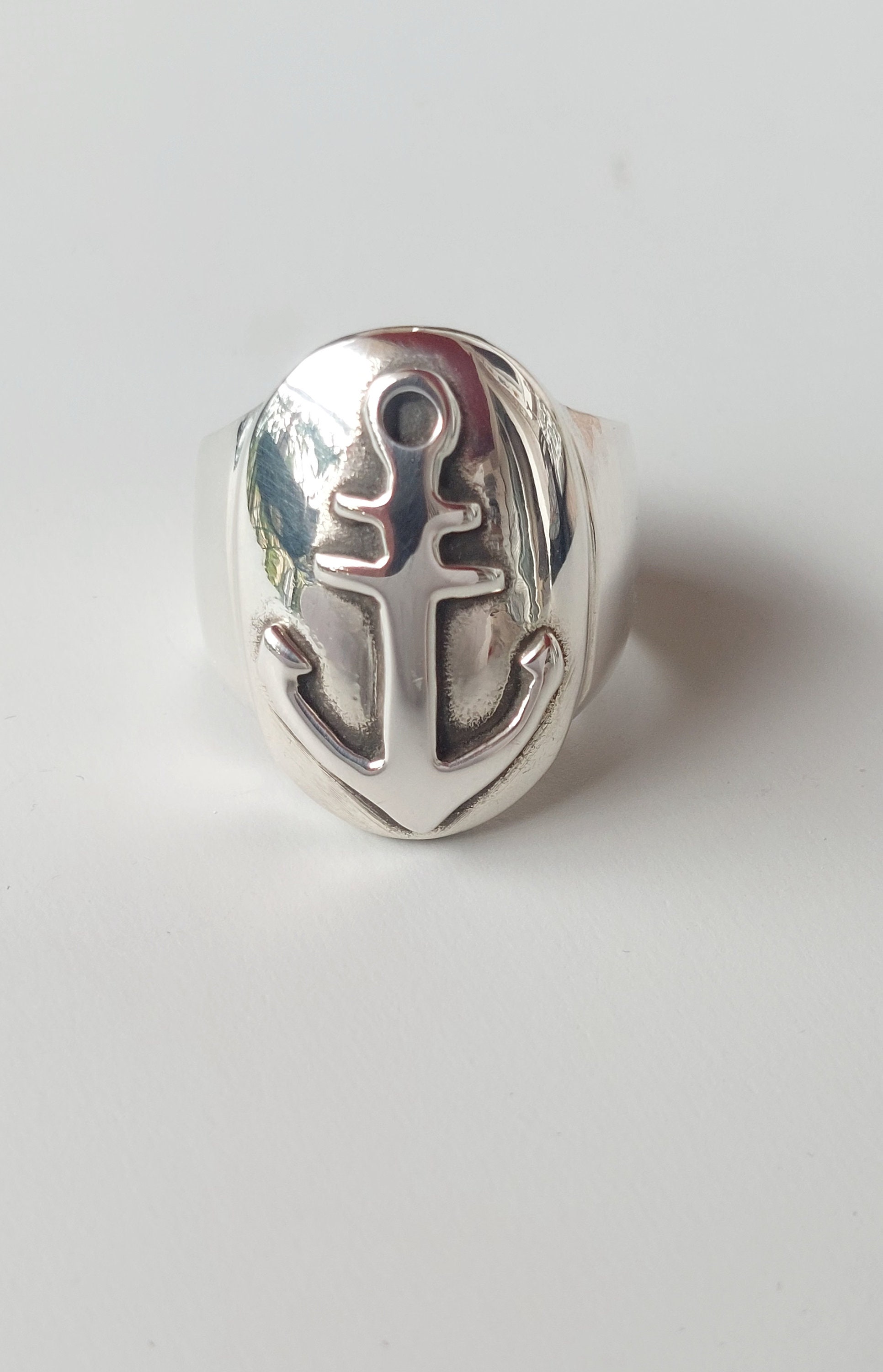 Gioiello Veterano Navy Anello US Navy In Argento 925 - Design Ancora E Aquila, Effetto Vintage, Taglia 21 Anello Veterano - Foto 7