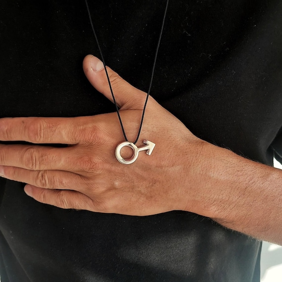 Sterling Silver Mars Male Symbol Necklace • Masculine Symbol Pendant • Minimal Handmade Jewelry