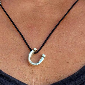 Silver Horseshoe Necklace, Horseshoe Pendant Men, Lucky Necklace Pendant, Pendant Cord Necklace, Horse Lover Gift, Lucky Horseshoe Necklace
