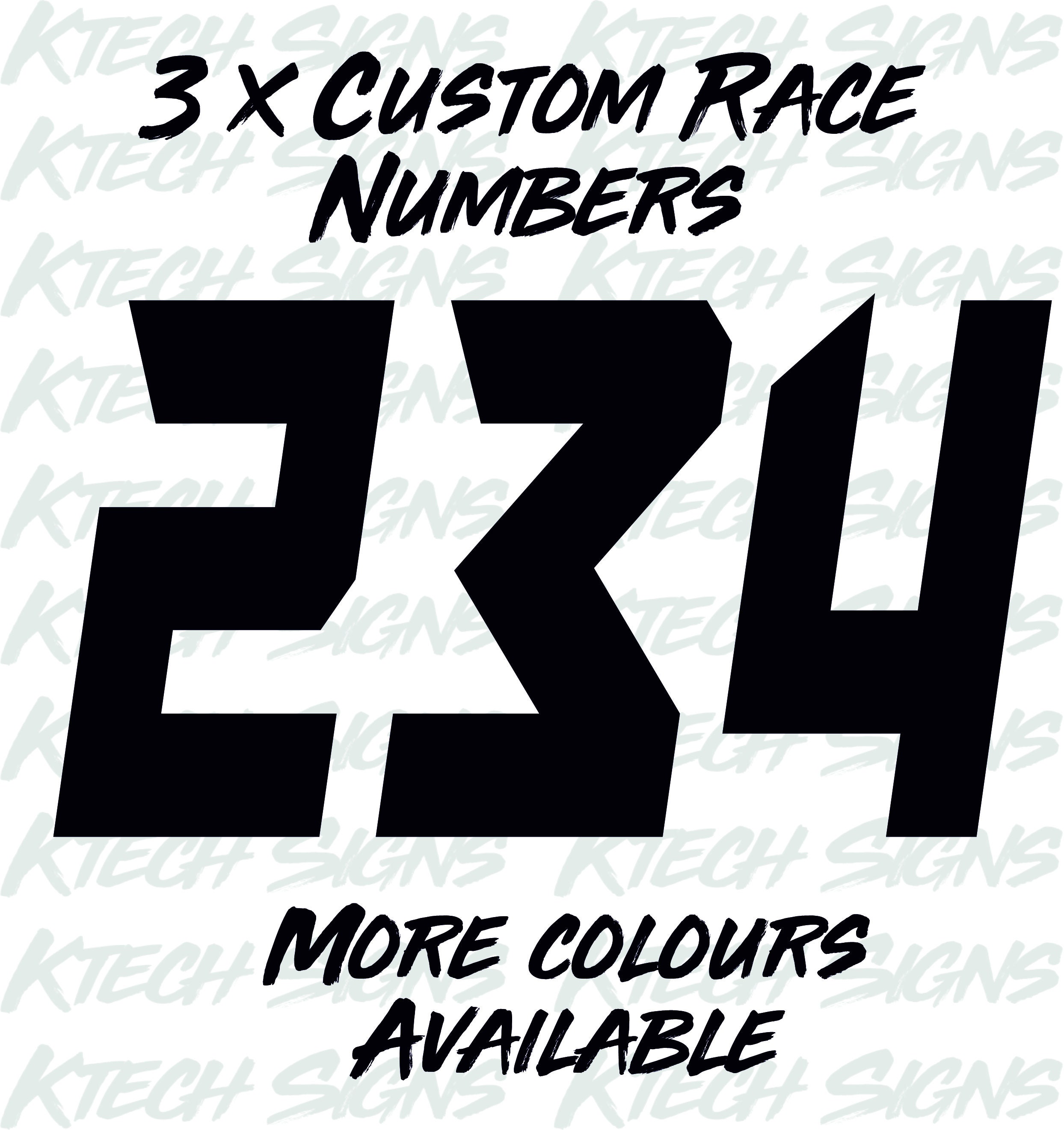 X Number Racing Decal 3 X Custom Race Numbers Vinyl Stickers Decals - Motorsport Motorcycle ...