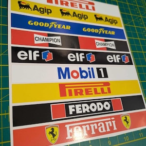 Scalextric Slot Car Decal Sticker Sheet - Model Racing 1/32 1/24 - 9x Stickers