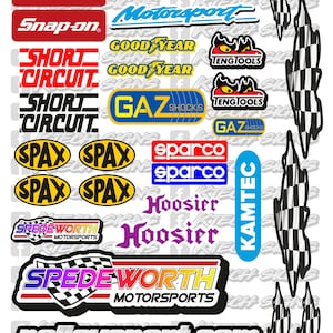 以下が含まれることがあります： スナップオン、グッドイヤー、ガズショック、スパルコ、フーシアー、カムテックなど、さまざまなブランドやロゴが描かれたカラフルなステッカーとデカールのセット。ステッカーは、車、トラック、その他の車両のカスタマイズに最適です。