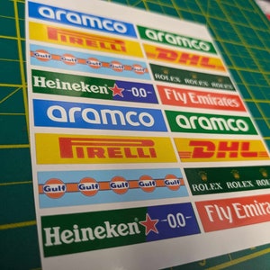 Scalextric Slot Car Decal Sticker Sheet - Model Racing 1/32 1/24 - 16x Stickers