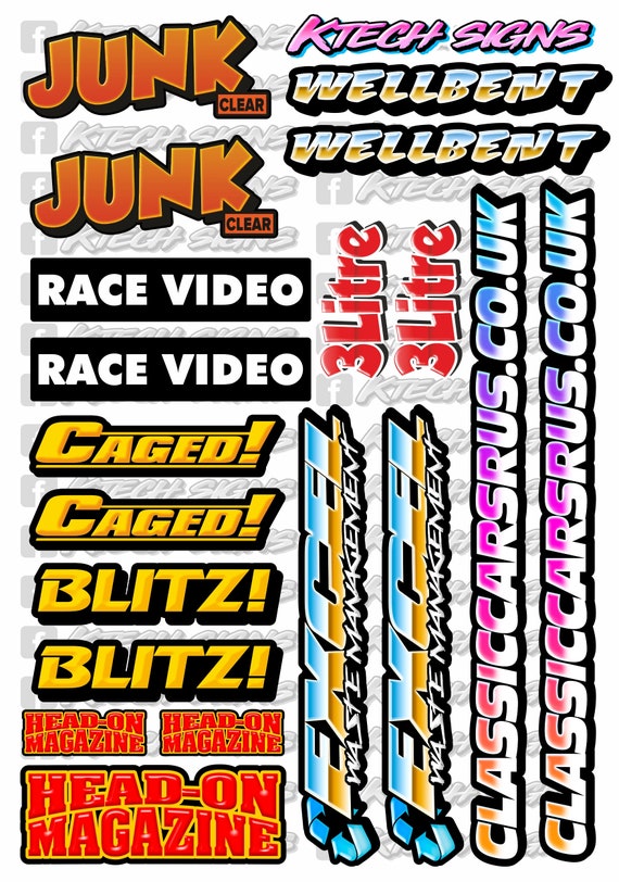 Rc Banger 1/12 A5 Filler Sheet V2 Stickers Mardave Kamtec Decal