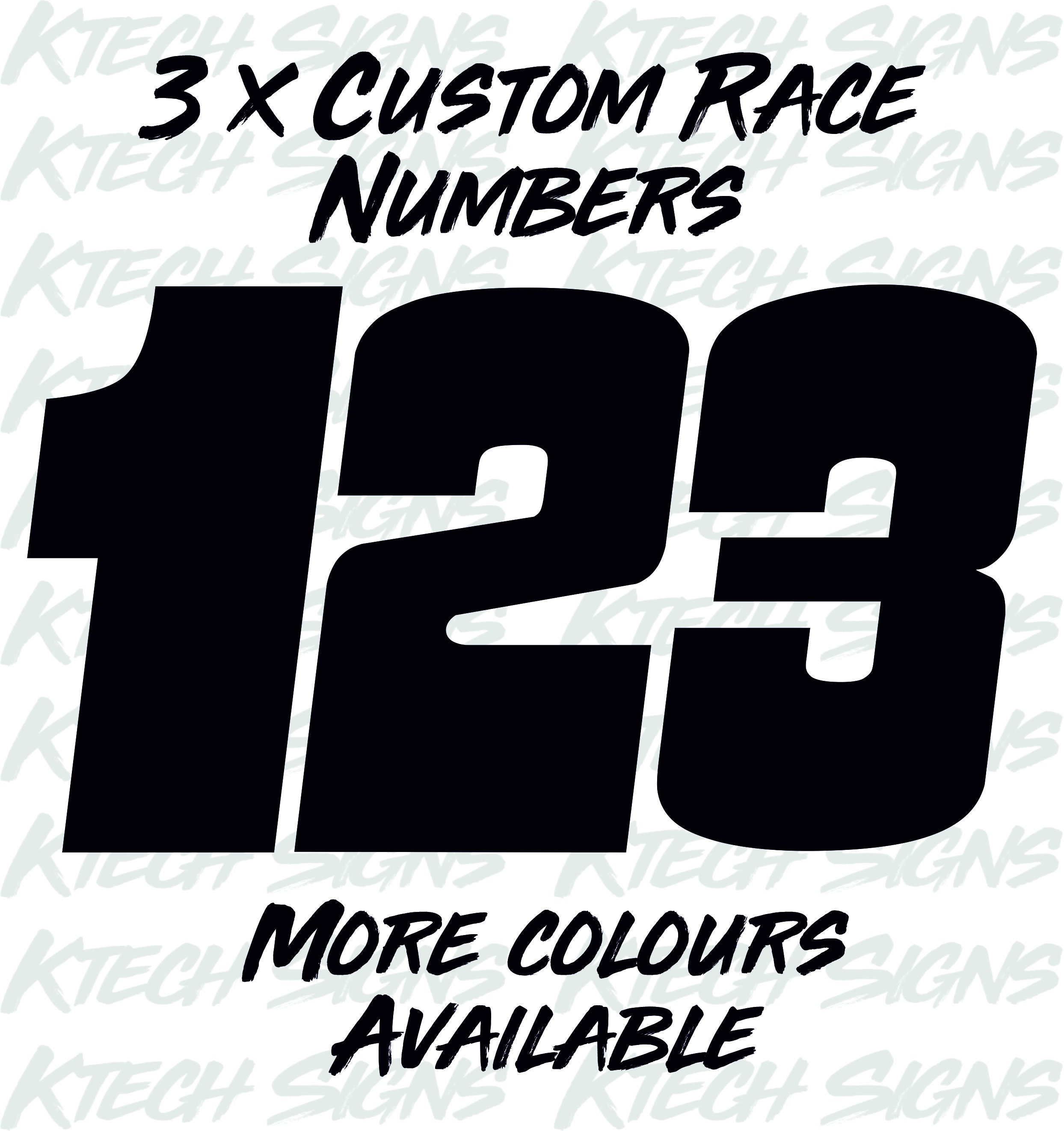 X Number Racing Decal 3 X Custom Race Numbers Vinyl Stickers Decals - Motorsport Motorcycle ...