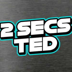 May include: A turquoise and black logo with the text "2 SECS TED" in white.