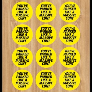 You've Parked Like a C*** Stickervel A5 - ronde stickers van 4,75 cm - grappige stickers auto