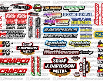 Rc Stock Car Hot Rod 1/12 1/10 Filler Sheet Stickers Mardave Kamtec Decal Banger V2 Brisca BRCA