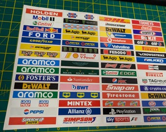 Scalextric Slot Car Decal Sticker Sheet - Model Racing 1/32 1/24 - 64x Stickers