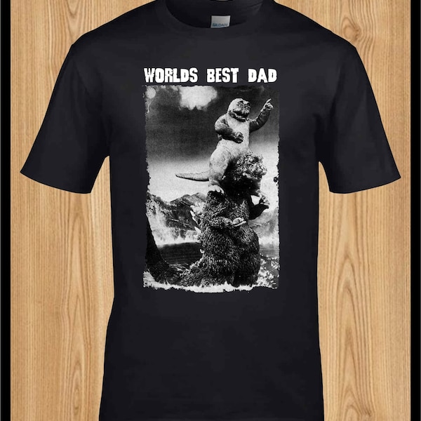 Worlds Best Dad Godzilla Godzuki inspirsed Tshirt Fathers Day