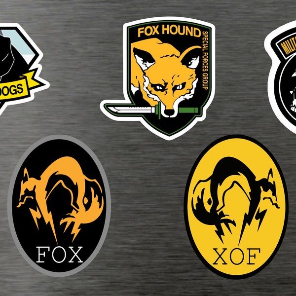 Metal Gear Solid Sticker Vinyl Aufkleber Set - Solid Snake Liquid MGS Fox gefunden FUCHS XOF Militiares sans frontiers Diamond Dogs