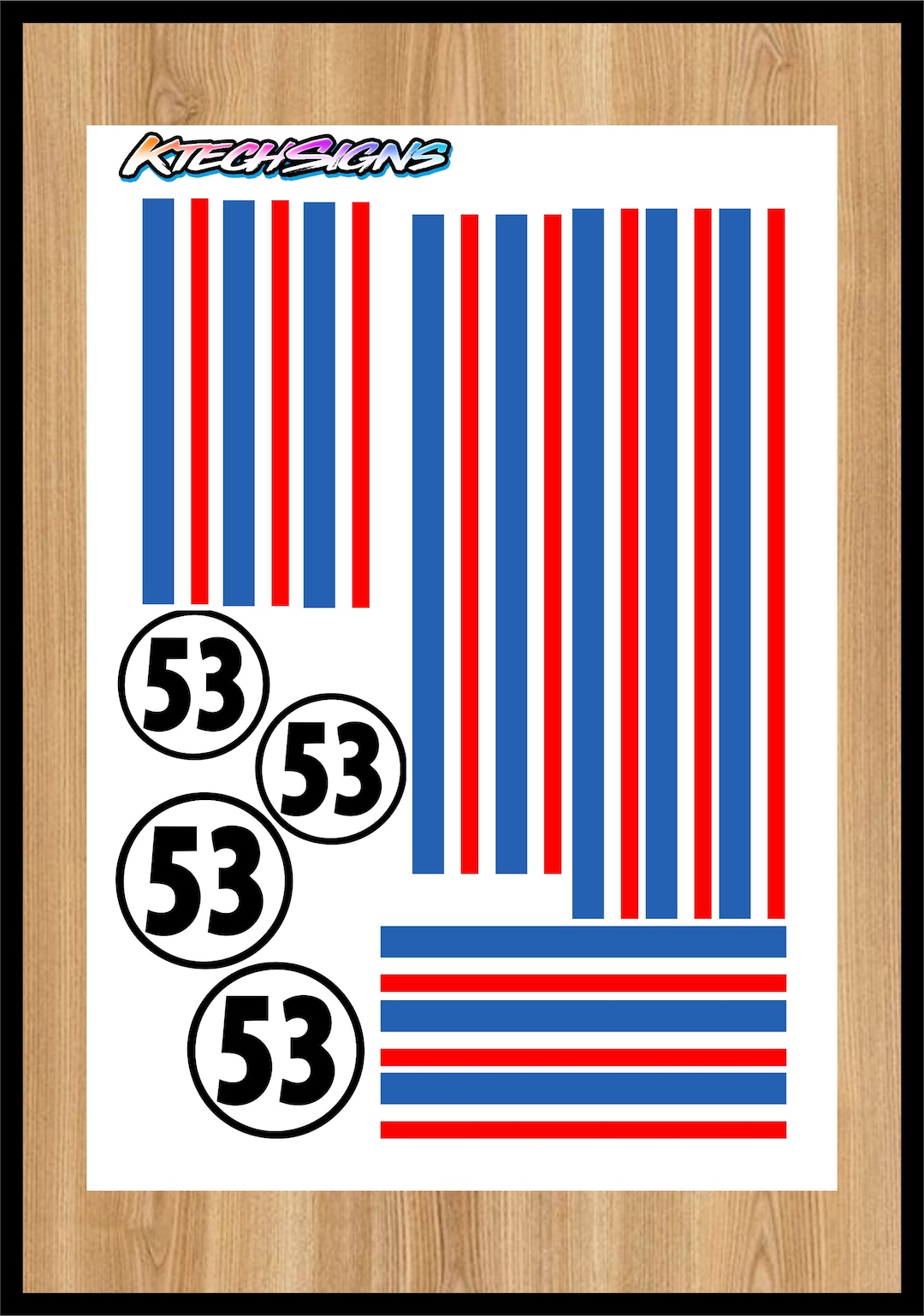 Herbie 53 Racing RC 1/12 1/10 A5 Filler Sheet Stickers Mardave Kamtec ...