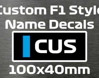 Custom F1 Style Name Calcomanía F1 Formula One Motor Racing x2