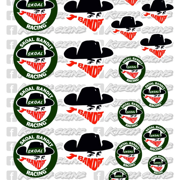 Skoal Bandits RC 1/12 1/10 A5 Filler Sheet Stickers Mardave Kamtec Tamiya Schumacher Touring Car Buggy Decals Slot Car Scalextric