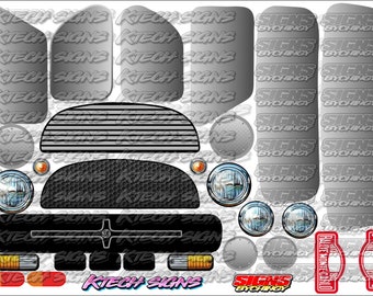 Mardave Kamtec Manic Mini Clubman Riley A5 Grill headlights windows Decal Sticker Sheet