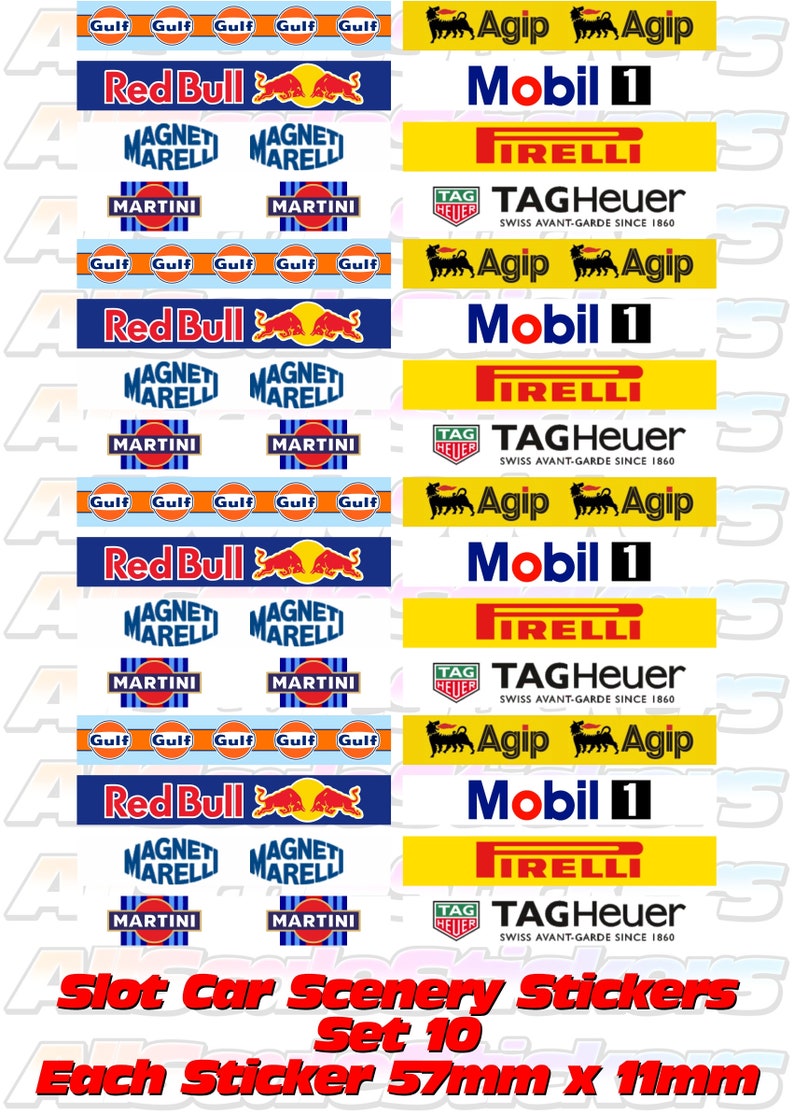 Slot Car Scalextric Small Model Racing Barrier Building Mixed Sticker Decal Sheet x32 Stickers RC Radio Control Sheet 10