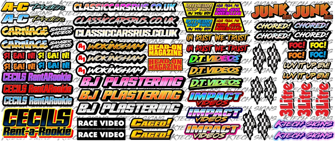Rc Banger 1/12 Filler Sheet Stickers Mardave Kamtec Decal Banger Stock ...