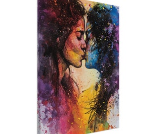 Rainbow Kiss of Love Canvas