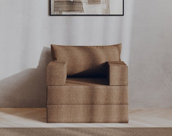 Canapé-lit de sol polyvalent, place assise simple, revêtement amovible