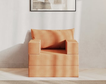 Sofá cama modular de suelo, cojín de espuma, funda extraíble
