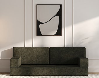 Transformative Floor Sofa Bed, Foam and Veneer, Arabian Seating
