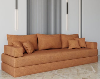 94.5" Customizable Living Room Sofa – Turkish Floor Sofa, Arabic Sofa Set, Meditation Cushion, Arabic Floor Seating, Stylish Home Furniture