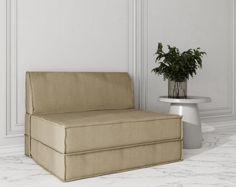 Double Floor Sofa Bed - Foam & Veneer, 100+ Colors, 20+20 cm - Removable Cover, No Wood - Floor Seating Comfort