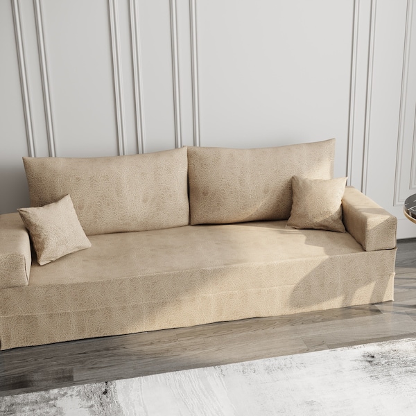 Sofá de suelo árabe transformable, conversión a cama, 5 alturas, relleno de espuma, fundas lavables, sofá personalizable