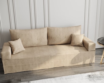 Transformierbares arabisches Bodensofa, Bettumbau,Schaumstofffüllung, waschbare Bezüge, individuelles Sofa