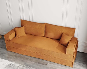 Modulaire vloerbank, aangepaste vloerzitting, vloer sectioneel, zetelbed voor kinderkamer, leeshoek, moderne woonkamer (L-vormig of U-vormig