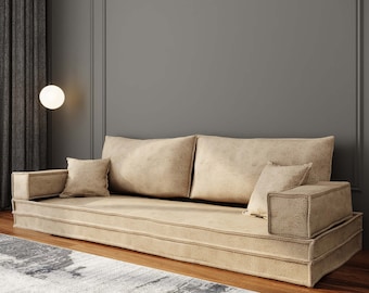 Floor Sofa with Removable Cover | Custom Floor Sofa with Multiple Fabric Options | Modular Floor Seating for Living Room and Recreation Room