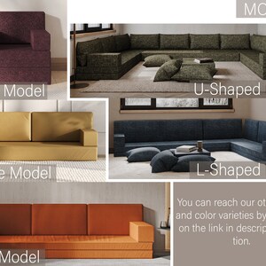 May include: Four different styles of modular sofas, including a single, double, triple, and U-shaped sofa. The sofas are made of a soft, comfortable fabric and are available in a variety of colors. You can reach our other fabric and color varieties by clicking on the link in description section.
