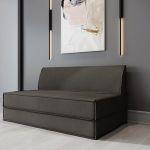 Floor Sofa Seating: Triple Sofa Floor Couch, Custom Bench Cushion - Floor Cushions with Washable Covers - Unfolds into Bed - Foam & Veneer